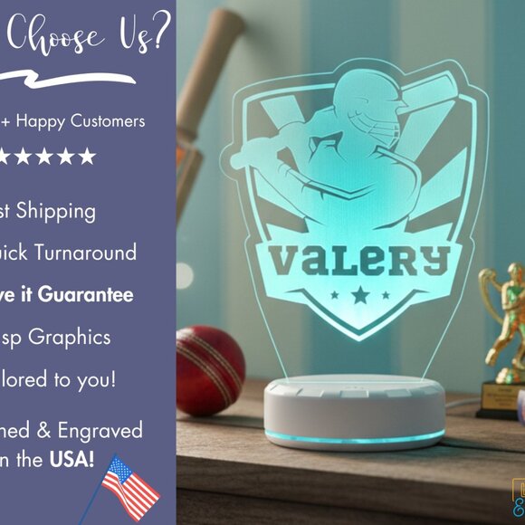 Personalized Cricket LED Night Light Decor - Picture 4 of 8